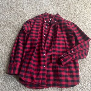Crewcut red and black plaid button up shirt